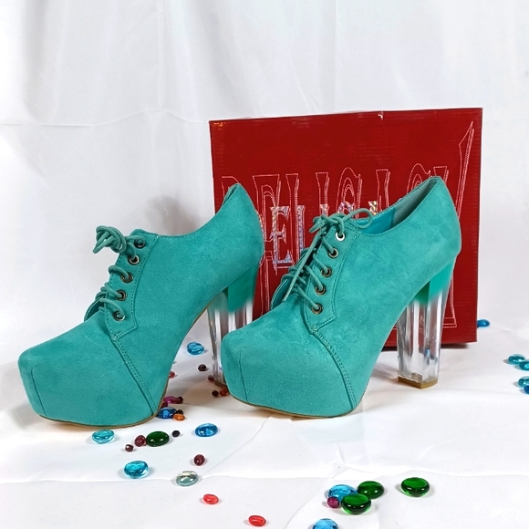 DELICACY Teal Mint Shoeboots NWT Lucie ckesr heel - Picture 3 of 9